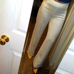 White Pants, Business Casual, flare, flowy leg with lining.